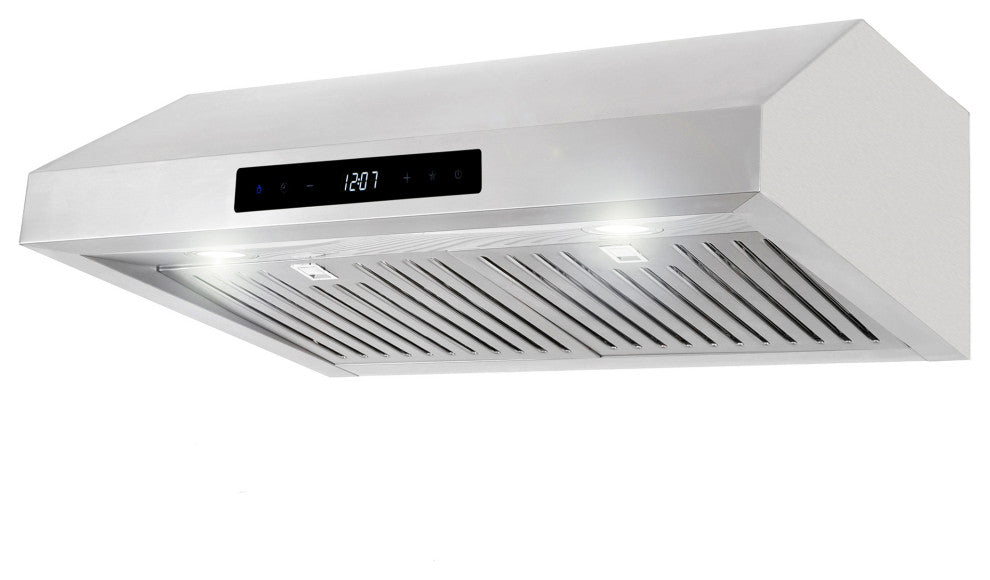30" Gas Range 4 Piece Stainless Steel Package Range Hood Dishwasher Refrigerator