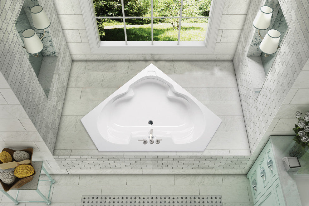Malibu Mandelay Triangle Combo Whirlpool and Air Bathtub 59x59x23 Biscuit