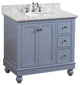 Bella 36" Bathroom Vanity, Powder Blue, Carrara Marble