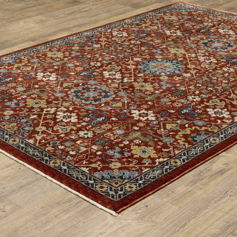Augustus Persian Inspired Indoor Area Rug, Red, 5'3"x7'6"