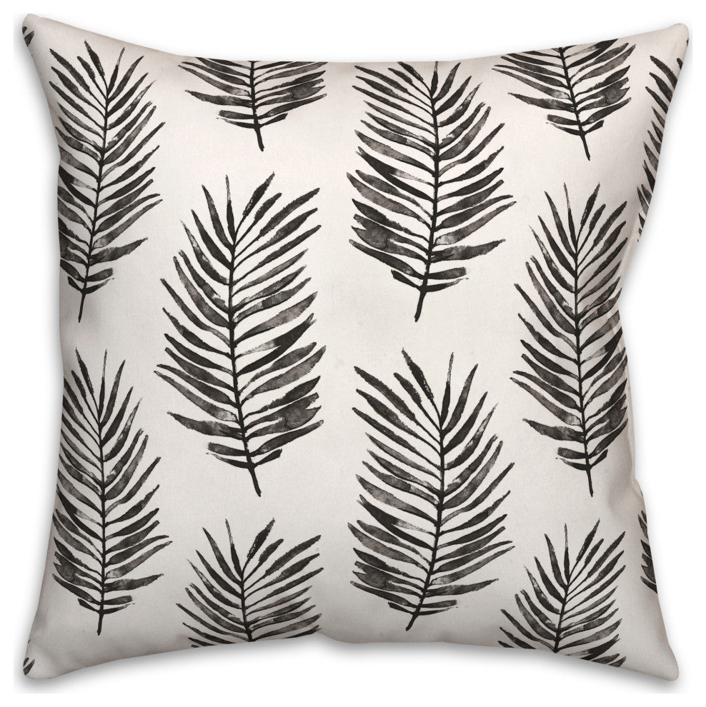 Black Fern Pattern 18x18 Indoor/Outdoor Pillow