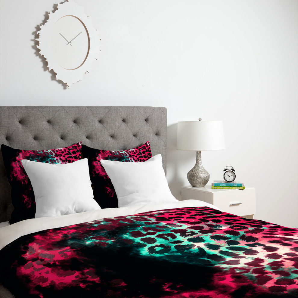 Deny Designs Caleb Troy Leopard Storm Pink Duvet Cover - Lightweight