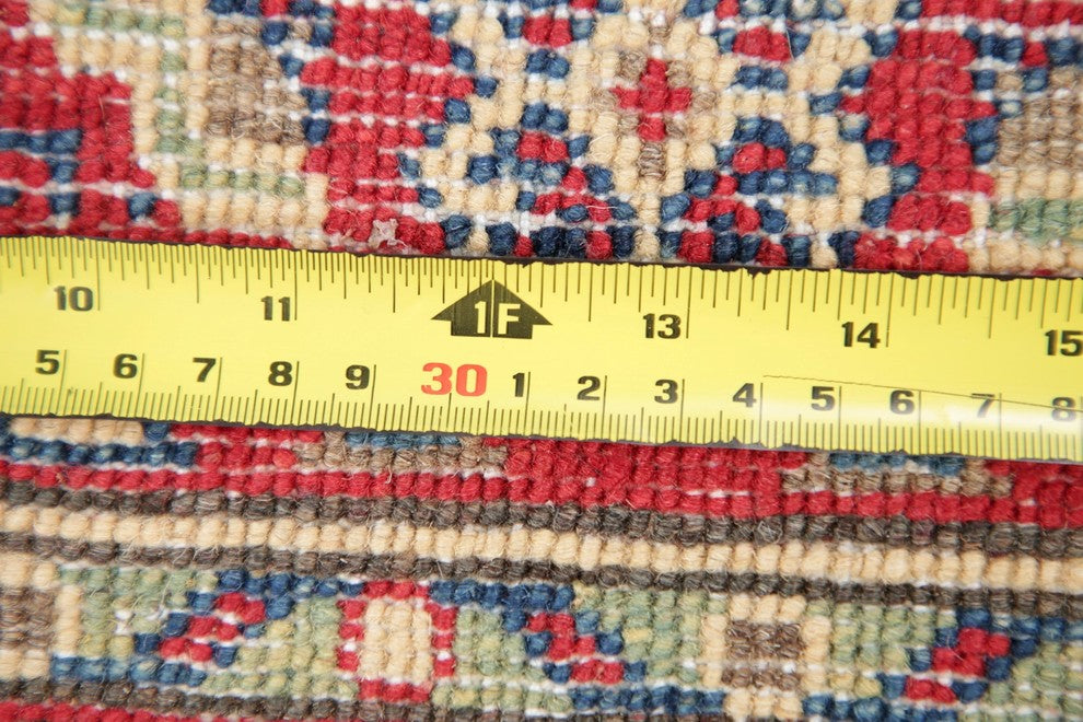 Pakistani Hand-Knotted Oriental Kazak Traditional Area Rug, Beige, 4'3"X2'8"