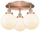 Canton-3 Light 20" Flush Mount-Antique Copper, Matte White Glass Shade