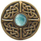 Celtic Jewel Knob Antique Brass, Blue Sodalite Natural Stone, Antique Brass, Gre