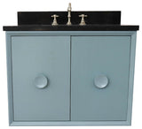 31" Single Wall Mount Vanity, Aqua Blue Finish With Black Galaxy Top