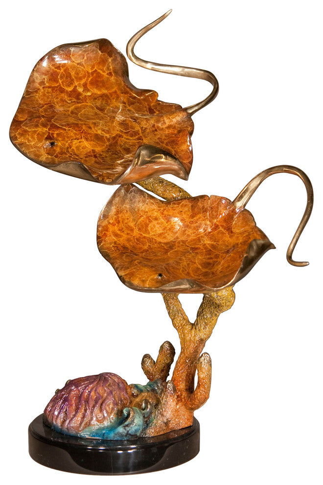 Sea Rays With Marble Base, Special Patina Sculpture
