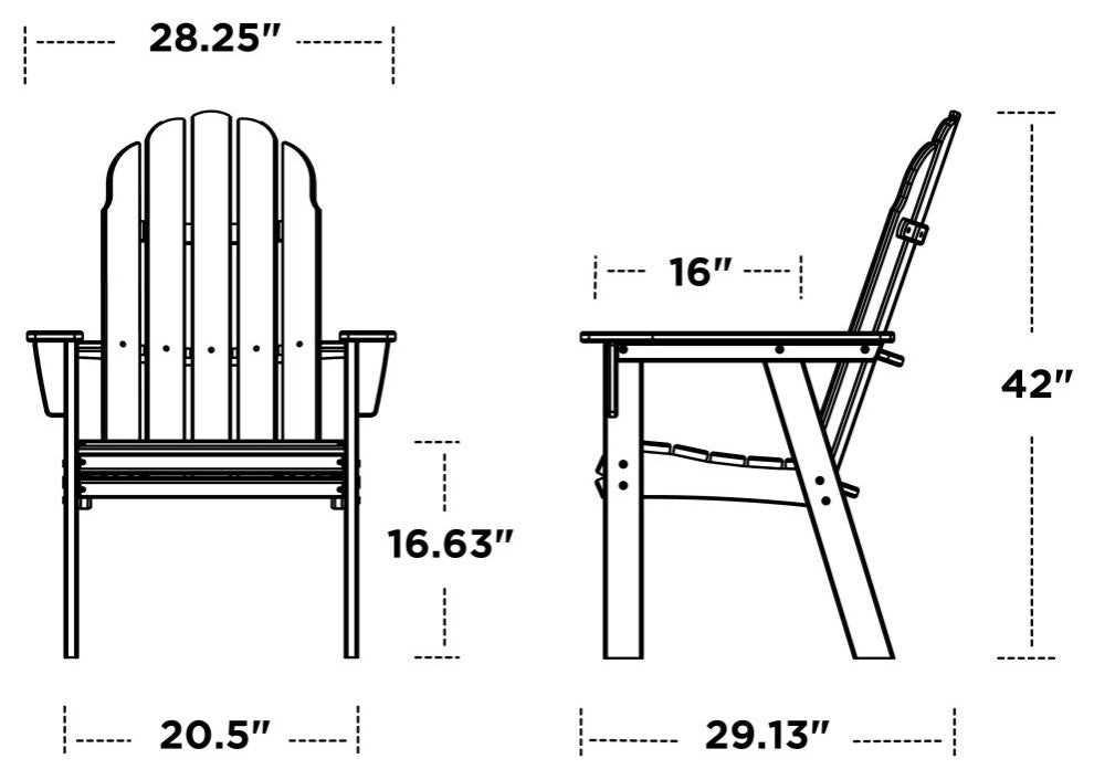 Vineyard Adirondack Dining Chair, Teak