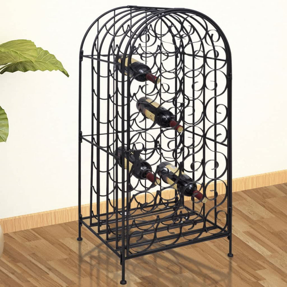 vidaXL Wine Rack Wine Bottle Holder for 35 Bottles Floor Wine Cabinet Metal