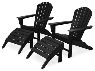 Polywood South Beach 4-Piece Adirondack Set, Black