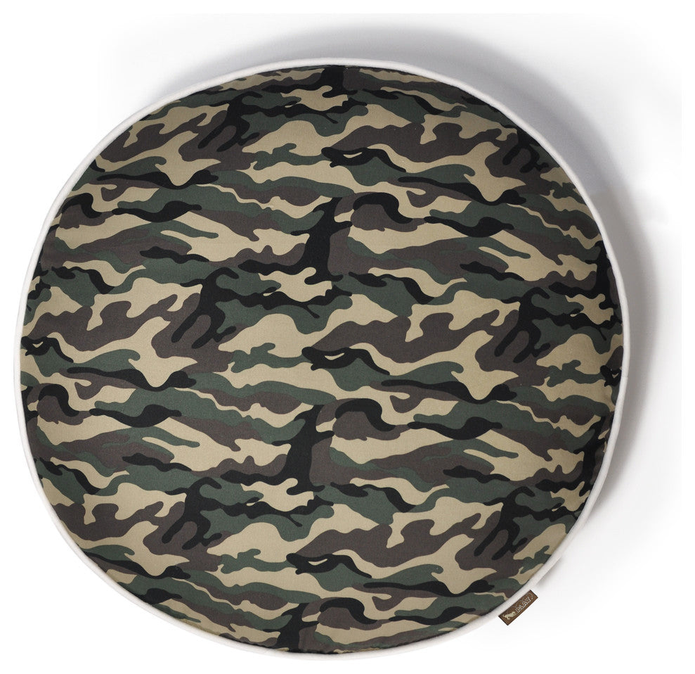 Round Bed Camouflage, Green, Small