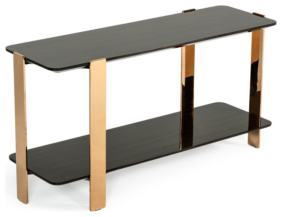 Modrest Leroy Ebony and Rosegold Console Table