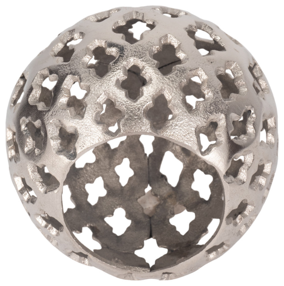 Metal, 6" Cut-Out Orb, Silver