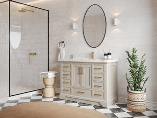 Charlotte 48" Single Sink Bath Vanity in Fine Grain 2" Viola Gold