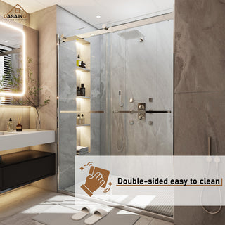 48-in x 76-in Frameless Sliding Shower Door, Chromed