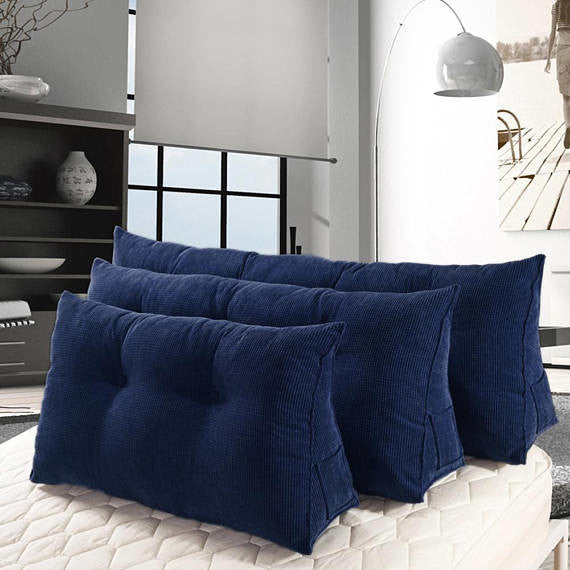 Wedge Pillow, Headboard Cushion, Reading Pillow, Dark Blue, 39x20x8