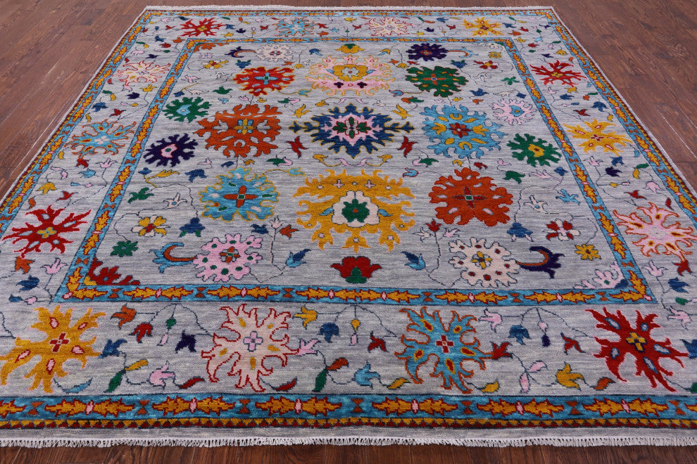 10' Square Turkish Oushak Handmade Wool Rug - Q13288