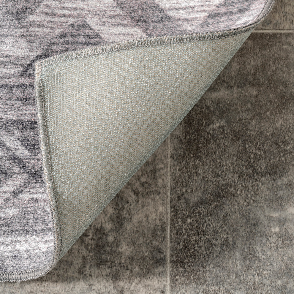 Nuloom Fae Geometric Machine Washable Indoor/Outdoor Area Rug, Grey 5'x8'