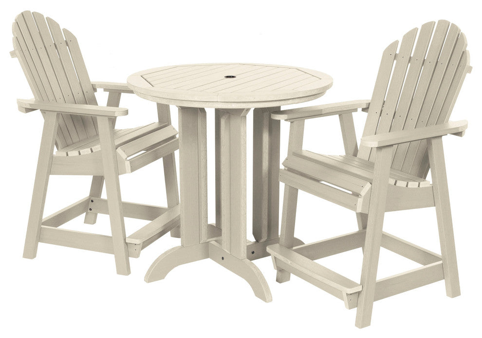 Sequoia 3-Piece Muskoka Adirondack Bistro Dining Set, Counter With 36" Table, Whitewash