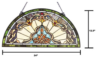 NORENE Tiffany-Style Victorian Stained-Glass Window Panel, 12.5"