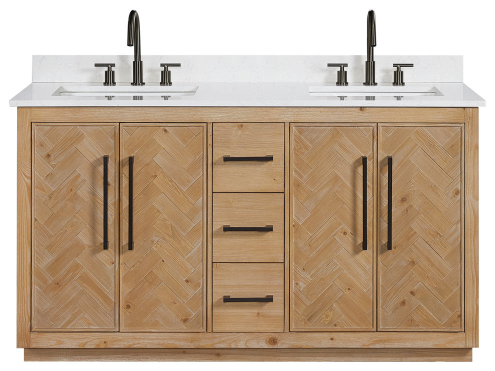 Bellavia Bath Vanity, Weathered Fir, 60", No Mirror