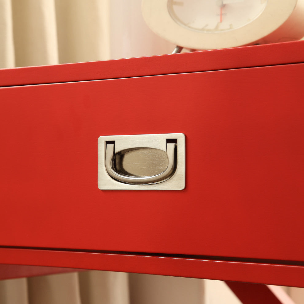Alastair Wood Campaign Accent Table Nightstand, Red
