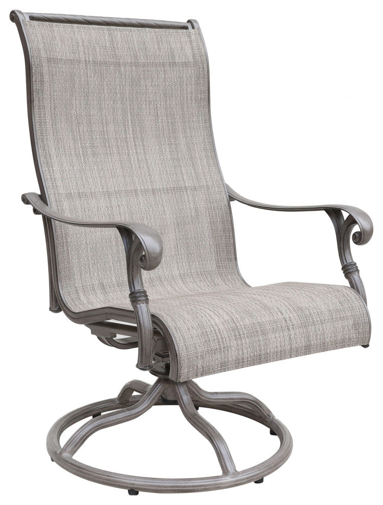 7-Piece Rectangle Dining Set With 6 Sling Swivel Chairs, Heritage Grey