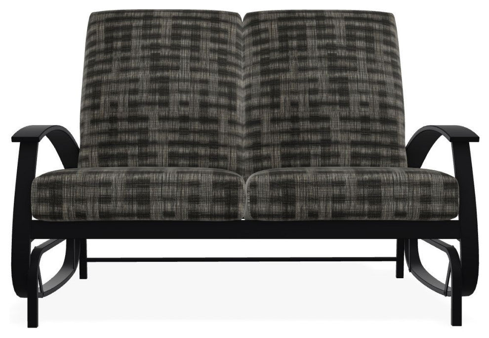 Belle Isle Cushion Deep Seating 2-Seat Glider, Illusion Plaid Onyx/Black