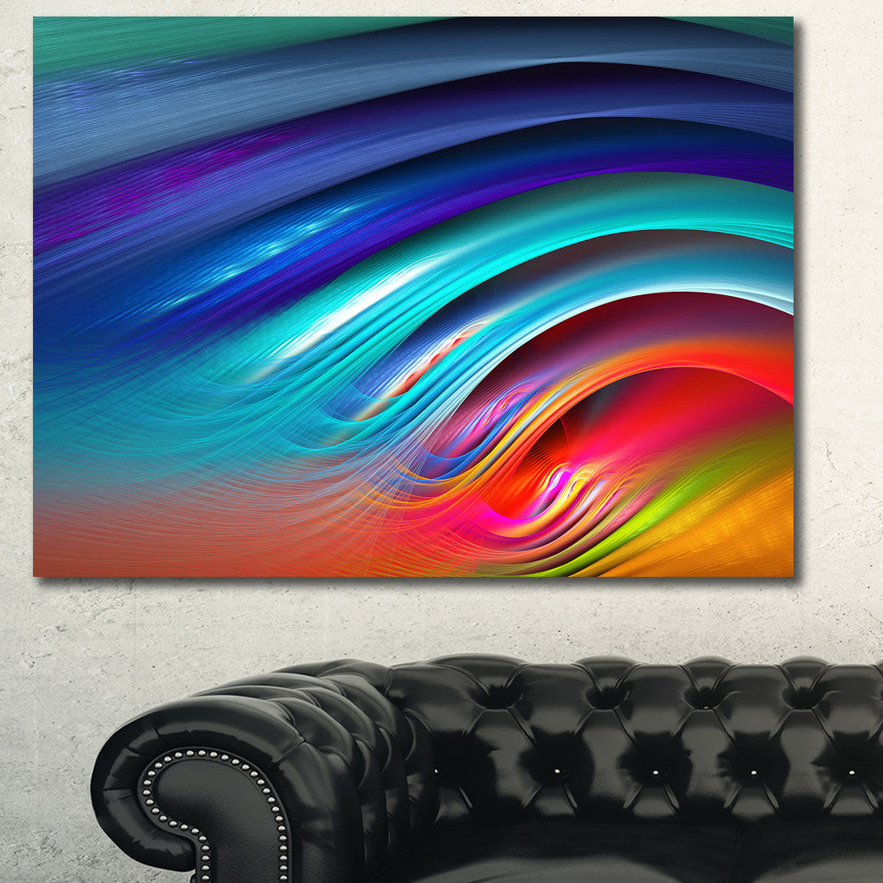 Beautiful Fractal Rainbow Waves, Floral Canvas Art Print, 40"x30"