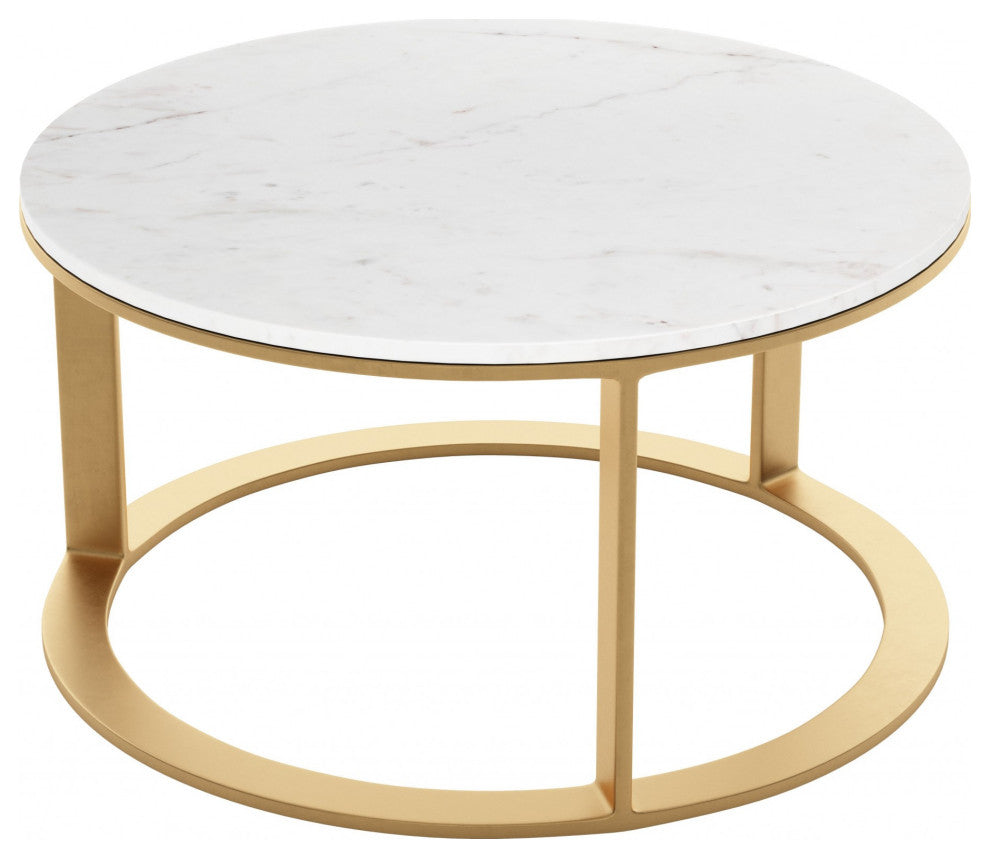 Helena Marble Coffee Table White and Gold