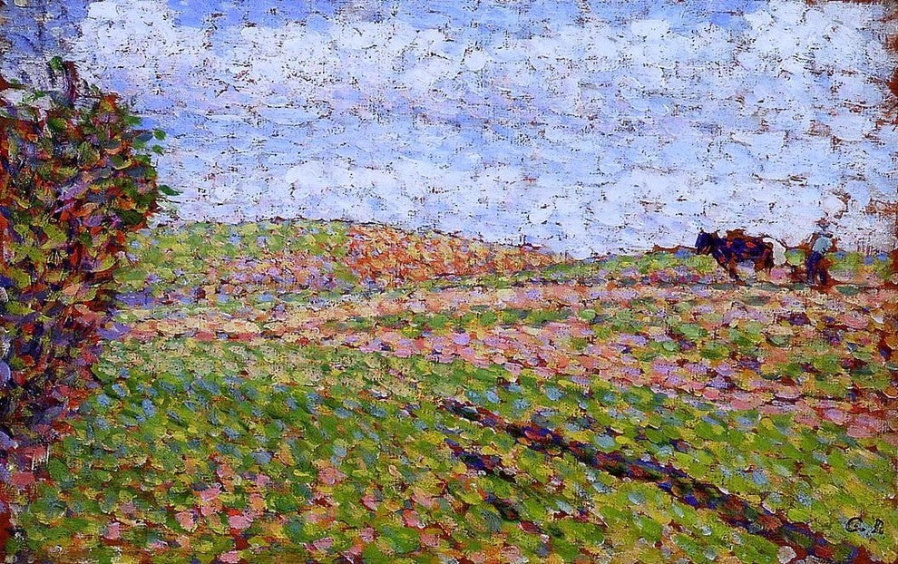 Camille Pissarro Working at Eragny, Gallery Wrapped Canvas Print, 18"x27"