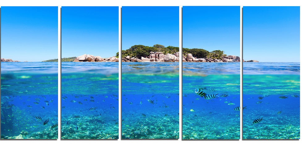 "Under and Above the Waters" Seascape Canvas Photo Print, 5 Panels, 60"x28"