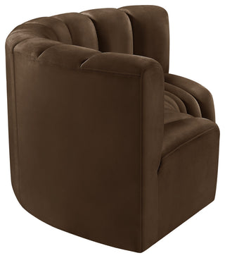 Arc Velvet Upholstered 3-Pc. Inward Curved Modular Sectional, Brown
