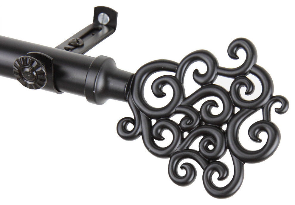 Fabritio 13/16" 6-Sided Bay Window Curtain Rod, Black