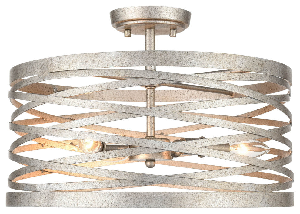 3 Light 16" Antique Nickel Semi-Flush