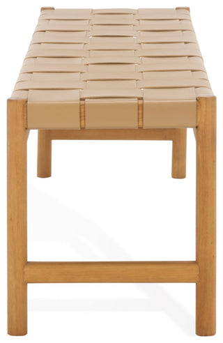 Safavieh Couture Devnie Woven Leather Bench, Tan/Natural