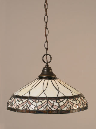 1-Light Chain Hung Pendant, Dark Granite/Royal Merlot Art