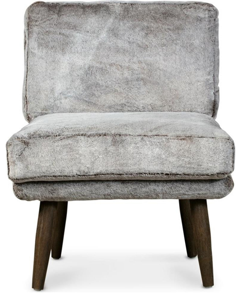 Elle Decor Sophie Armless Slipper Chair in Mink Brown Faux Fur