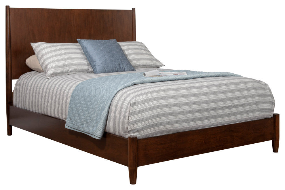 Flynn Mid Century Modern Full Size Panel Bed, Walnut