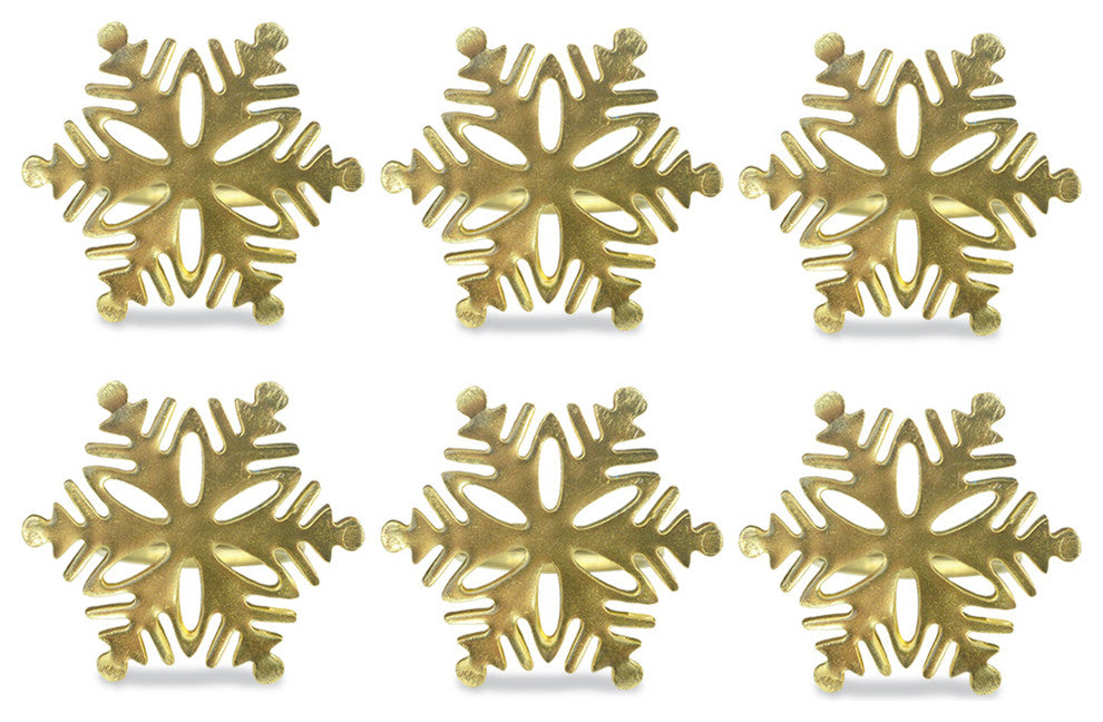 DII Gold Snowflake Napkin Ring, Set of 6