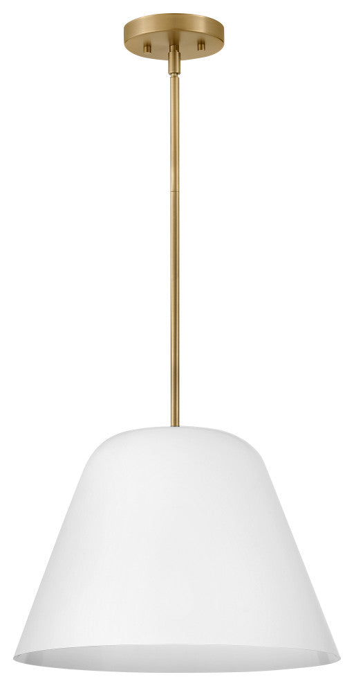 Lark Madi 16" Medium Pendant Light, Matte White + Lacquered Brass