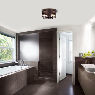 Chloe Lighting Ironclad Industrial 2-Light Oil Rubbed Bronze Ceiling Flush Mount