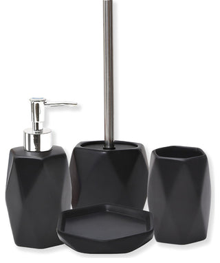 Diamond Bathroom Accessory Set 4-Pieces Black