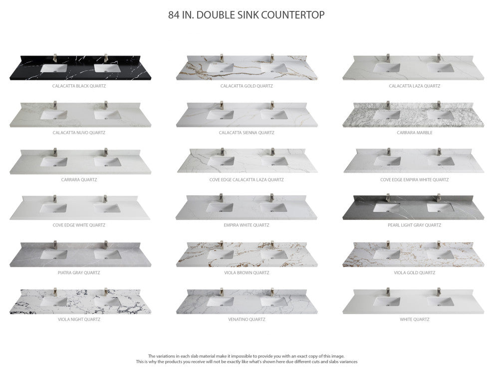 Cambridge 84 Double Sink Bath Vanity in Pewter Green 1.5" Calacatta Laza