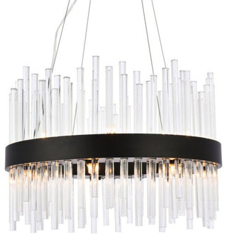 Elegant Lighting 3000D20 Dallas 14 Light 20"W Crystal Drum - Black