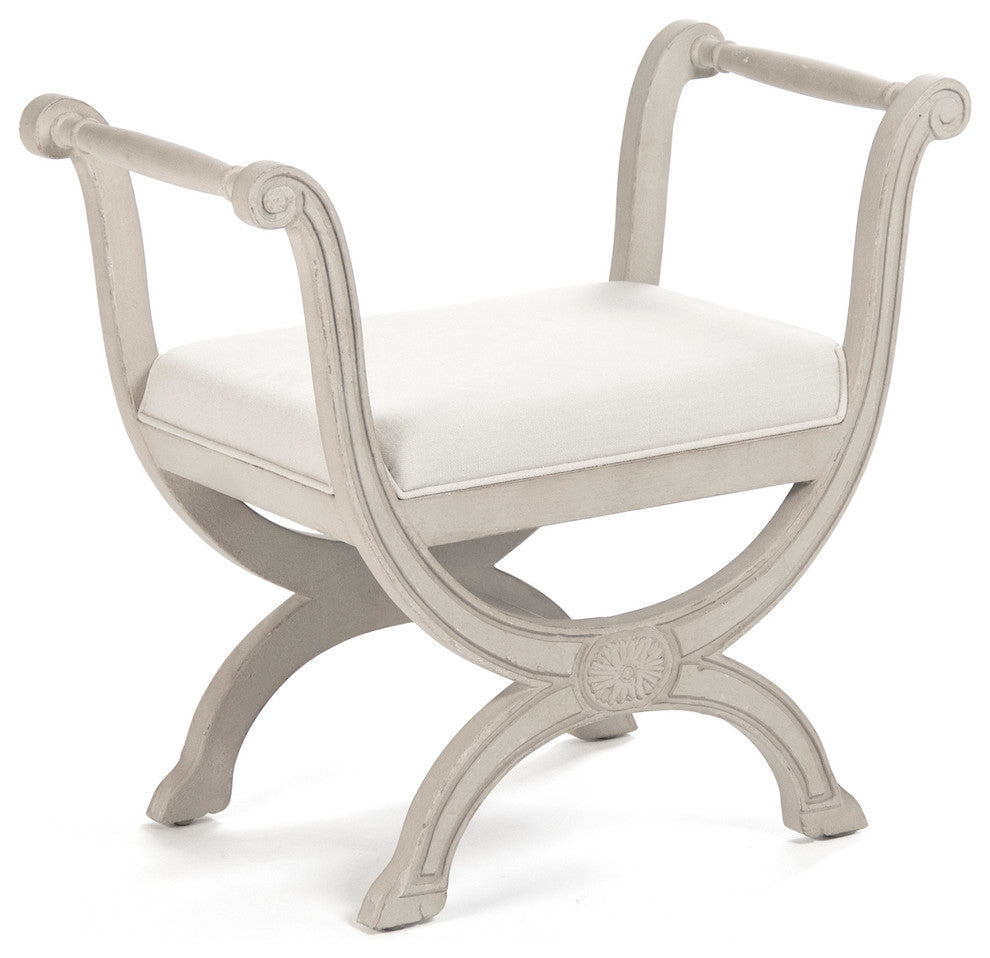 Beatrice Stool, Off-White Linen