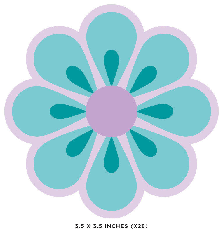 Flower Fabric Wall Decals, Set of 28 Flower Pattern Decals, Blue