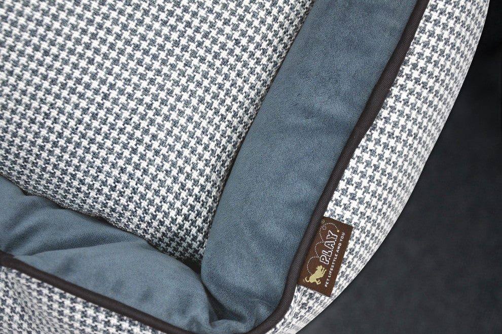 Lounge Bed Houndstooth, Blue and White, Medium