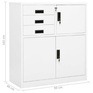 vidaXL Office Cabinet White 40.2" Steel Office File Storage Cabinet Furniture