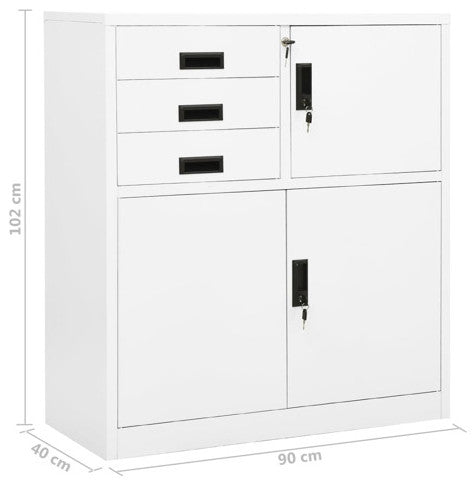 vidaXL Office Cabinet White 40.2" Steel Office File Storage Cabinet Furniture